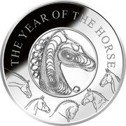 Fiji One Dollar Year of the Horse. Filigree 2014 Proof THE YEAR OF THE HORSE coin reverse