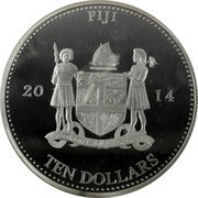 Fiji Ten Dollars (Holiday Gathering Christmas) TEN DOLLARS FIJI 20 14 coin obverse Fiji Ten Dollars (Holiday Gathering Christmas) TEN DOLLARS FIJI 20 14 coin obverse