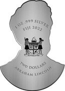 Fiji Two Dollars (Abraham Lincoln) 1 OZ .999 SILVER FIJI 2022 TWO DOLLARS ABRAHAM LINCOLN REREVAKA NA KALOU KA DOKA NA TUI coin obverse Fiji Two Dollars (Abraham Lincoln) 1 OZ .999 SILVER FIJI 2022 TWO DOLLARS ABRAHAM LINCOLN REREVAKA NA KALOU KA DOKA NA TUI coin obverse
