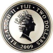 Fiji Two Dollars Marlin 2009  Proof ELIZABETH II FIJI TWO DOLLARS 2009 coin obverse Fiji Two Dollars Marlin 2009  Proof ELIZABETH II FIJI TWO DOLLARS 2009 coin obverse