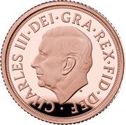 UK 1/4 Sovereign (Charles III) CHARLES III DEI GRA REX FID DEF MJ coin obverse UK 1/4 Sovereign (Charles III) CHARLES III DEI GRA REX FID DEF MJ coin obverse