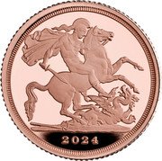 UK 1/4 Sovereign (Charles III) 2024 B.P. coin reverse UK 1/4 Sovereign (Charles III) 2024 B.P. coin reverse