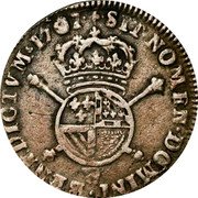 France 1/8 ECU (Louis XIV) SIT.NOMEN.DOMINI.BENEDICTVM.1701 coin reverse France 1/8 ECU (Louis XIV) SIT.NOMEN.DOMINI.BENEDICTVM.1701 coin reverse