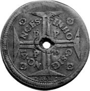 Portugal 1 Cruzado (Pedro II. Pattern) KM# Pn10 IN HOC SIGNO VINCES P 1688 coin reverse Portugal 1 Cruzado (Pedro II. Pattern) KM# Pn10 IN HOC SIGNO VINCES P 1688 coin reverse