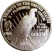 Cook Islands One Dollar 1964 Peace Dollar 2017 Proof ONE DOLLAR D COPY PEACE IRB ISLANDS 2017 A TRIBUTE TO THE UNITED STATES E PLURIBUS UNUM coin obverse Cook Islands One Dollar 1964 Peace Dollar 2017 Proof ONE DOLLAR D COPY PEACE IRB ISLANDS 2017 A TRIBUTE TO THE UNITED STATES E PLURIBUS UNUM coin obverse
