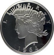 Cook Islands One Dollar 1964 Peace Dollar 2017 Proof AF 1964 L I B E R T Y coin reverse Cook Islands One Dollar 1964 Peace Dollar 2017 Proof AF 1964 L I B E R T Y coin reverse