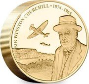Cook Islands 1 Dollar 75th Anniversary of D-Day Churchill. Piedfort 2019 SIR WINGTON CHURCHILL 1874-1965 coin reverse Cook Islands 1 Dollar 75th Anniversary of D-Day Churchill. Piedfort 2019 SIR WINGTON CHURCHILL 1874-1965 coin reverse