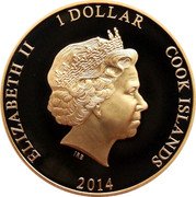 Cook Islands 1 Dollar Age of the Dinosaur. Iguanodon 2014 IRB ELIZABETH II 1 DOLLAR COOK ISLANDS 2014 coin obverse