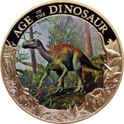 Cook Islands 1 Dollar Age of the Dinosaur. Iguanodon 2014 AGE OF THE DINOSAUR IGUANODON coin reverse