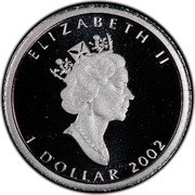 Canada 1 Dollar (Hologram Maple Leaf) ELIZABETH II 1 DOLLAR 2002 coin obverse
