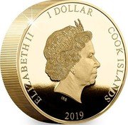 Cook Islands 1 Dollar Queen Boudicca - Piedfort 2019 IRB ELIZABETH II 1 DOLLAR COOK ISLANDS 2019 coin obverse Cook Islands 1 Dollar Queen Boudicca - Piedfort 2019 IRB ELIZABETH II 1 DOLLAR COOK ISLANDS 2019 coin obverse