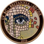Cook Islands 1 Dollar (Roman Mosaic) LV BC BRITANNIA AD CDX ROMAN ARTS AND CRAFTS MOSAIC 2010 coin reverse