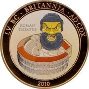 Cook Islands 1 Dollar (Roman Theatre) LV BC BRITANNIA AD CDX ROMAN THEATRE 2010 coin reverse