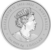 Australia 1 Dollar (Year of the Dragon) ELIZABETH II AUSTRALIA 1952-2022 1OZ 9999 AG 1 DOLLAR JC coin obverse Australia 1 Dollar (Year of the Dragon) ELIZABETH II AUSTRALIA 1952-2022 1OZ 9999 AG 1 DOLLAR JC coin obverse