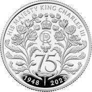 UK 1 Pound (King Charles' 75th Birthday) HIS MAJESTY KING CHARLES III CR III 75 DT 1948 2023 coin reverse