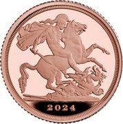 UK 1 Sovereign (Charles III) 2024 B P coin reverse UK 1 Sovereign (Charles III) 2024 B P coin reverse