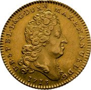 Netherlands 1 Sovereign D'or (Maximilian Emanuel of Bavaria) KM# 25a MAX EMANUEL D G U B S P B L L & G DUX 1713 coin obverse Netherlands 1 Sovereign D'or (Maximilian Emanuel of Bavaria) KM# 25a MAX EMANUEL D G U B S P B L L & G DUX 1713 coin obverse