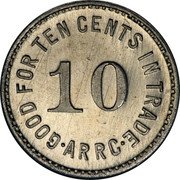 USA 10 Cents (Alaska Rural Rehabilitation Corporation) GOOD FOR TEN CENTS IN TRADE 10 ARRC coin obverse USA 10 Cents (Alaska Rural Rehabilitation Corporation) GOOD FOR TEN CENTS IN TRADE 10 ARRC coin obverse