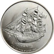 Cook Islands 10 Cents (Elizabeth II. HMS Bounty) 10 CENTS 1/10 OZ FINE SILVER .999 coin reverse Cook Islands 10 Cents (Elizabeth II. HMS Bounty) 10 CENTS 1/10 OZ FINE SILVER .999 coin reverse