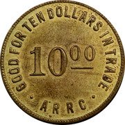 USA 10 Dollars Alaska Rural Rehabilitation Corporation ND (1935)  10 00 GOOD FOR TEN DOLLARS IN TRADE. ARRC. coin obverse USA 10 Dollars Alaska Rural Rehabilitation Corporation ND (1935)  10 00 GOOD FOR TEN DOLLARS IN TRADE. ARRC. coin obverse