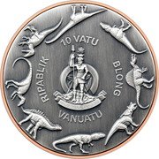 Vanuatu 10 Vatu (Pteranodon) 10 VATU RIPABLIK BLONG VANUATU LONG GOD YUMI STANAP coin obverse Vanuatu 10 Vatu (Pteranodon) 10 VATU RIPABLIK BLONG VANUATU LONG GOD YUMI STANAP coin obverse
