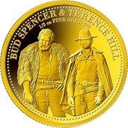 Cook Islands 100 Dollars (Bud Spencer & Terence Hill) BUD SPENCER & TERENCE HILL 1/2 OZ FINE GOLD 999 coin reverse Cook Islands 100 Dollars (Bud Spencer & Terence Hill) BUD SPENCER & TERENCE HILL 1/2 OZ FINE GOLD 999 coin reverse