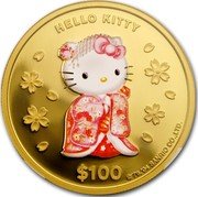 Cook Islands 100 Dollars (Hello Kitty) RDM 2004 ELIZABETH II COOK ISLANDS 1OZ. 9999 GOLD coin reverse Cook Islands 100 Dollars (Hello Kitty) RDM 2004 ELIZABETH II COOK ISLANDS 1OZ. 9999 GOLD coin reverse