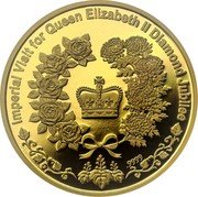 Cook Islands 100 Dollars (Imperial Visit for Queen Elizabeth II Diamond Jubilee) 9999 IMPERIAL VISIT FOR QUEEN ELIZABETH II DIAMOND JUBILEE coin reverse