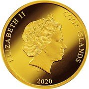 Cook Islands 100 Dollars Moomin 75th Anniversary 2020 IRB ELIZABETH II COOK ISLANDS 2020 coin obverse Cook Islands 100 Dollars Moomin 75th Anniversary 2020 IRB ELIZABETH II COOK ISLANDS 2020 coin obverse