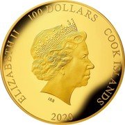 Cook Islands 100 Dollars Peanuts 70th Anniversary 2020 IRB ELIZABETH II 100 DOLLARS COOK ISLANDS 2020 coin obverse Cook Islands 100 Dollars Peanuts 70th Anniversary 2020 IRB ELIZABETH II 100 DOLLARS COOK ISLANDS 2020 coin obverse