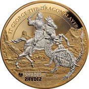 Cook Islands 100 Dollars St. George the Dragonslayer 2019 1ST EDITION SHADES OF GLORY '19 ST GEORGE THE DRAGONSLAYER coin reverse