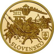 Slovakia 100 Euro (Anniversary of the Establishment of Samo’s Empire) MK KL SLOVENSKO 2023 coin obverse Slovakia 100 Euro (Anniversary of the Establishment of Samo’s Empire) MK KL SLOVENSKO 2023 coin obverse