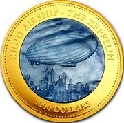 Cook Islands 1000 Dollars (Zeppelin) RIGID AIRSHIP THE ZEPPELIN 1000 DOLLARS coin reverse Cook Islands 1000 Dollars (Zeppelin) RIGID AIRSHIP THE ZEPPELIN 1000 DOLLARS coin reverse