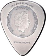 Cook Islands 2 Dollars Woodstock Guitar Pick 50th Anniversary 2019 1/4OZ FINE SILVER .999 IRB ELIZABETH II 2 DOLLARS COOK ISLANDS 2019 coin obverse Cook Islands 2 Dollars Woodstock Guitar Pick 50th Anniversary 2019 1/4OZ FINE SILVER .999 IRB ELIZABETH II 2 DOLLARS COOK ISLANDS 2019 coin obverse