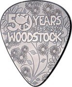 Cook Islands 2 Dollars Woodstock Guitar Pick 50th Anniversary 2019 50 YEARS 1969 2019 / WOODSTOCK® coin reverse Cook Islands 2 Dollars Woodstock Guitar Pick 50th Anniversary 2019 50 YEARS 1969 2019 / WOODSTOCK® coin reverse