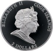 Cook Islands 2 Dollars Year of the Rabbit. Two White Rabbits 2011 ELIZABETH II COOK ISLANDS 2 DOLLARS coin obverse Cook Islands 2 Dollars Year of the Rabbit. Two White Rabbits 2011 ELIZABETH II COOK ISLANDS 2 DOLLARS coin obverse