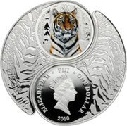 Fiji 2 Dollars Year of the Tiger. Set 2010 Proof ELIZABETH II ONE DOLLAR FIJI 2010 1OZ 999 SILVER coin obverse Fiji 2 Dollars Year of the Tiger. Set 2010 Proof ELIZABETH II ONE DOLLAR FIJI 2010 1OZ 999 SILVER coin obverse