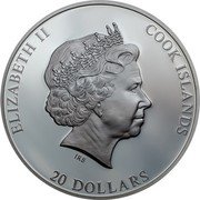 Cook Islands 20 Dollars Apollo 11. 50 Years Moon Landing 2019 ELIZABETH II COOK ISLANDS 20 DOLLARS coin obverse Cook Islands 20 Dollars Apollo 11. 50 Years Moon Landing 2019 ELIZABETH II COOK ISLANDS 20 DOLLARS coin obverse