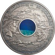 Cook Islands 20 Dollars (Chicxulub Crater Meteorite) ELIZABETH II COOK ISLANDS 20 DOLLARS 2019 coin obverse Cook Islands 20 Dollars (Chicxulub Crater Meteorite) ELIZABETH II COOK ISLANDS 20 DOLLARS 2019 coin obverse