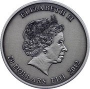 Fiji 20 dollars Paradise Birds 2012 ELIZABETH II FIJI 2012 20 DOLLARS coin obverse Fiji 20 dollars Paradise Birds 2012 ELIZABETH II FIJI 2012 20 DOLLARS coin obverse