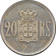Portugal 20 Reis (Carlos I. Pattern) KM# Pn202 20 RS coin reverse Portugal 20 Reis (Carlos I. Pattern) KM# Pn202 20 RS coin reverse