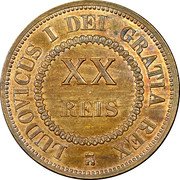 Portugal 20 Reis (Luiz I Pattern) KM# Pn135 LUDOVICUS I DEI GRATIA REX XX REIS coin obverse Portugal 20 Reis (Luiz I Pattern) KM# Pn135 LUDOVICUS I DEI GRATIA REX XX REIS coin obverse