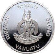 Vanuatu 20 Vatu (Chinese Lunar Year of the Dragon) 20 VATU LONG GOD YUMI STANAP RIPABLIK BLONG VANUATU coin obverse Vanuatu 20 Vatu (Chinese Lunar Year of the Dragon) 20 VATU LONG GOD YUMI STANAP RIPABLIK BLONG VANUATU coin obverse
