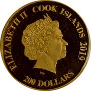 Cook Islands 200 Dollars Singapore Numismatic Society 2019 IRB ELIZABETH II COOK ISLANDS 2019 200 DOLLARS coin obverse