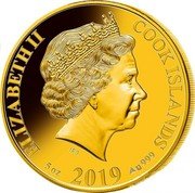 Cook Islands 200 Dollars (Year of the Pig) IRB ELIZABETH II COOK ISLANDS 5OZ $200 AU999 coin obverse