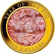 Cook Islands 200 Dollars (Year of the Pig) YEAR OF THE PIG 2019 coin reverse