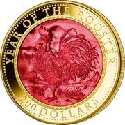 Cook Islands 200 Dollars (Year of the Rooster) YEAR OF THE ROOSTER 2017 coin reverse Cook Islands 200 Dollars (Year of the Rooster) YEAR OF THE ROOSTER 2017 coin reverse
