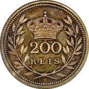 Portugal 200 Reis (Carlos I. Pattern) KM# Pn206 200 REIS coin reverse Portugal 200 Reis (Carlos I. Pattern) KM# Pn206 200 REIS coin reverse