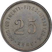 USA 25 Cents (Alaska Rural Rehabilitation Corporation) GOOD FOR TWENTY-FIVE CENTS IN TRADE 25 ARRC coin reverse USA 25 Cents (Alaska Rural Rehabilitation Corporation) GOOD FOR TWENTY-FIVE CENTS IN TRADE 25 ARRC coin reverse