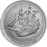 Cook Islands 25 Cents (Bounty) 1/4 OZ FINE SILVER .9999 25 CENTS coin reverse Cook Islands 25 Cents (Bounty) 1/4 OZ FINE SILVER .9999 25 CENTS coin reverse